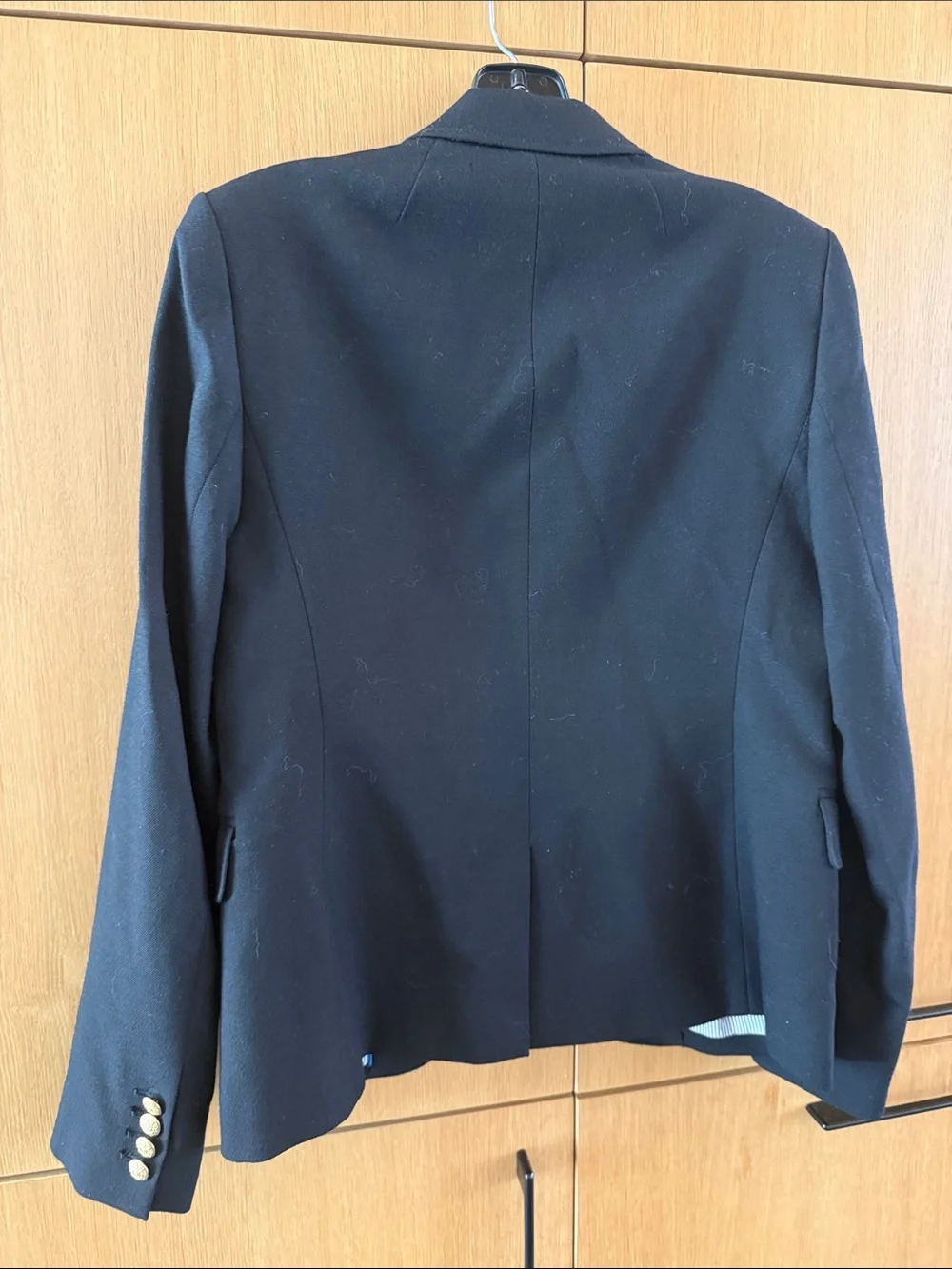 J. Crew Schoolboy Black Wool Blazer Jacket Gold Buttons Size 8
